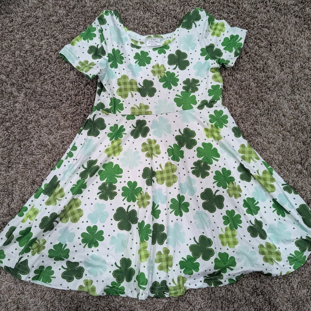 4/5 Boutique St. Patrick's Day shamrock dress milk silk twirl